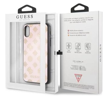 Guess backcover hoesje Double Layer Glitter Apple iPhone X-Xs Roze - Peony - TPU