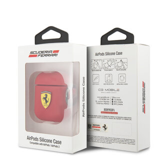 Ferrari AirPods case with ring - printed shield logo - rood