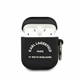 Karl Lagerfeld Airpods - Airpods 2 Case - Zwart - Silicone - White RSG Logo