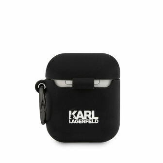 Karl Lagerfeld Airpods - Airpods 2 Case - Zwart - Silicone - White RSG Logo