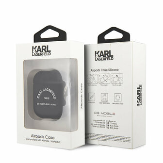 Karl Lagerfeld Airpods - Airpods 2 Case - Zwart - Silicone - White RSG Logo