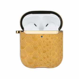 UNIQ Airpods 1 &amp; 2 Case - Snake Leather Geel
