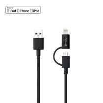 Ozaki O! Tool Combo cable | Lightning &amp; Micro-USB 1m | zwart