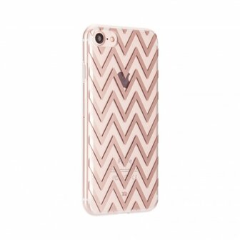 XQISIT Shell Zigzag voor de iPhone 7 en 8 (Clear/Wit)