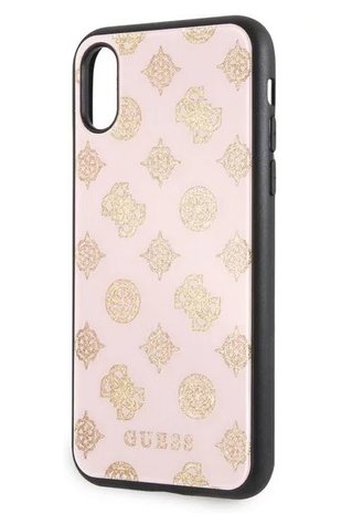 Guess backcover hoesje Double Layer Glitter Apple iPhone X-Xs Roze - Peony - TPU