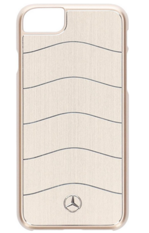 Mercedes-Benz Backcover hoesje Goud - Aluminium series - Leer - iPhone 7 en iPhone 8 - siliconen rand