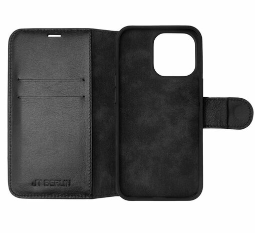 JT Berlin LederBook Echt Leer Bookcase voor de iPhone 11 Pro - Zwart