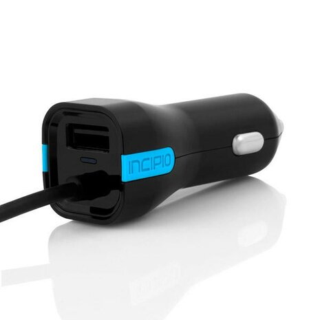 Incipio High Speed Car Charger Lightning + USB 4.8A Zwart/Blauw