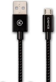 Cadyce Synchronisatie- en Oplaadkabel Micro USB & USB aansluiting USB 2.0 (High Speed) Gebreid Katoen 1.2 meter Zwart
