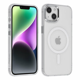 UNIQ Accessory iPhone 15 & 14 & 13 TPU Backcover - Magsafe Compatible - Doorzichtig - Transparant-zilverkleurige lens