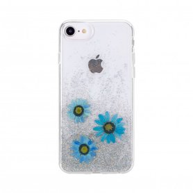 FLAVR iPlate Real Flower Julia (blauw) voor iPhone 6 / 6s / 7 / 8 / SE (2020)